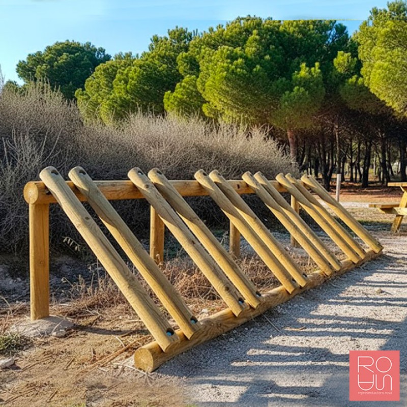 Aparcabicicletes de fusta per camins naturals
